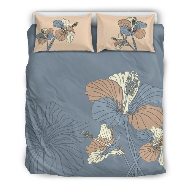 Hibiscus Bedding Set - AH-BEDDING SETS-Phaethon-US Queen/Full-Black-Polyester-Vibe Cosy™