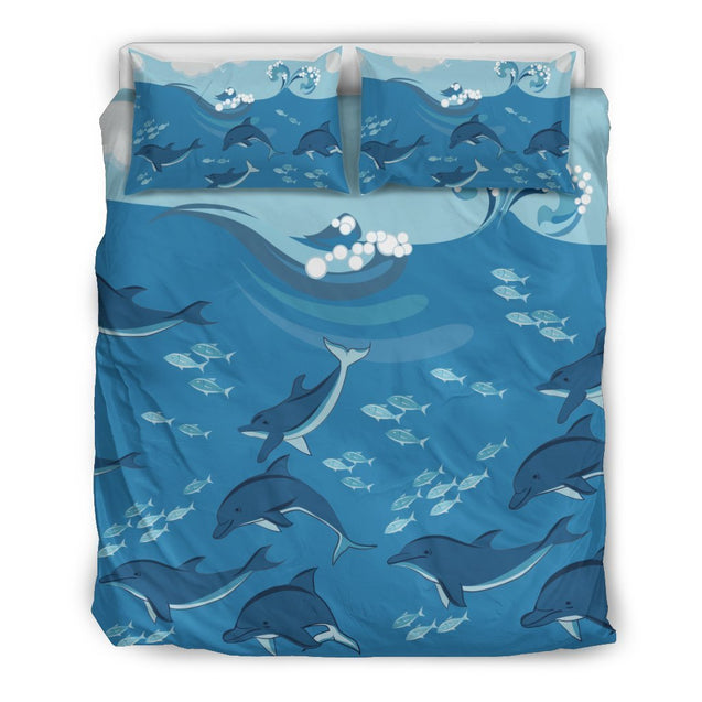 Dolphins Bedding Set - AH-BEDDING SETS-Phaethon-US Queen/Full-Black-Polyester-Vibe Cosy™