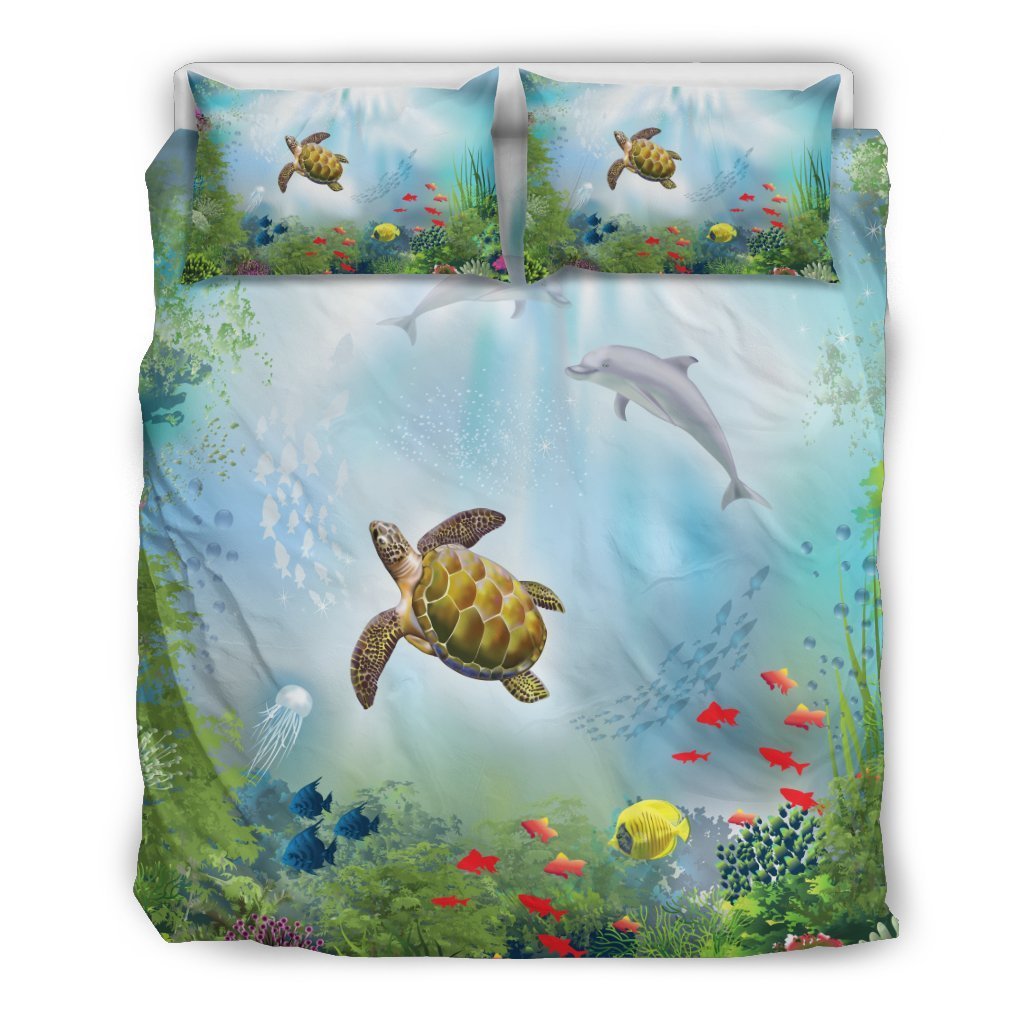 Turtle Bedding Set - AH-BEDDING SETS-Alohawaii-US Queen/Full-Black-Polyester-Vibe Cosy™
