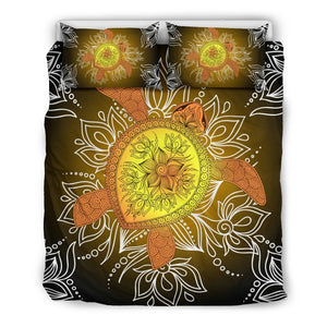 Hawaii Turtle And Plumeria Bedding Set - AH - J9-BEDDING SETS-Phaethon-Bedding Set-US Queen/Full-Black-Vibe Cosy™