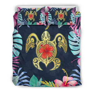 Hawaii Turtle Bedding Set - AH - J9-BEDDING SETS-Phaethon-Bedding Set-US Queen/Full-Black-Vibe Cosy™