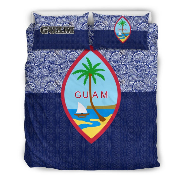 Guam Bedding Set - Polynesian Design - BN09-BEDDING SETS-polynesianprint-Guam-US Queen/Full-Black-Vibe Cosy™