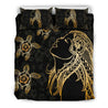 Hula Girl And Turtle Hibiscus Bedding Set - AH - J1-BEDDING SETS-Phaethon-Bedding Set-US Queen/Full-Black-Vibe Cosy™