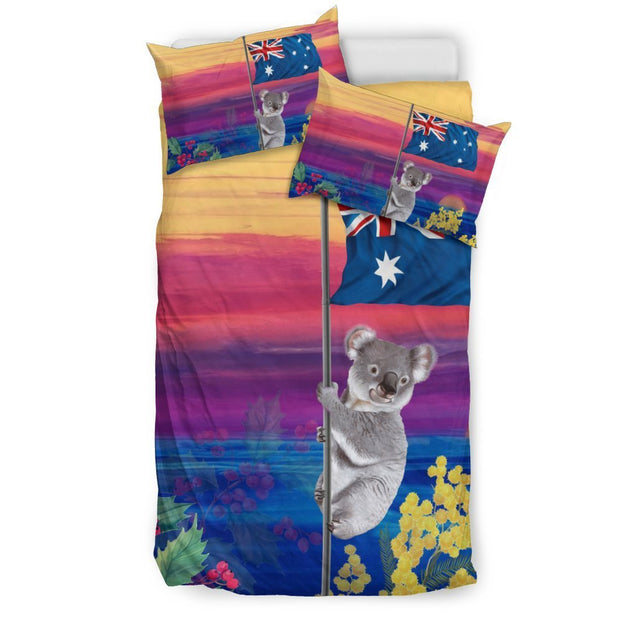 Australian Bedding Set - Climbing Koala K5-BEDDING SETS-HP Arts-Bedding Set - Black - AUSTRALIA CLIMBING KOALA BEDDING SET C1-Twin-Black-Vibe Cosy™