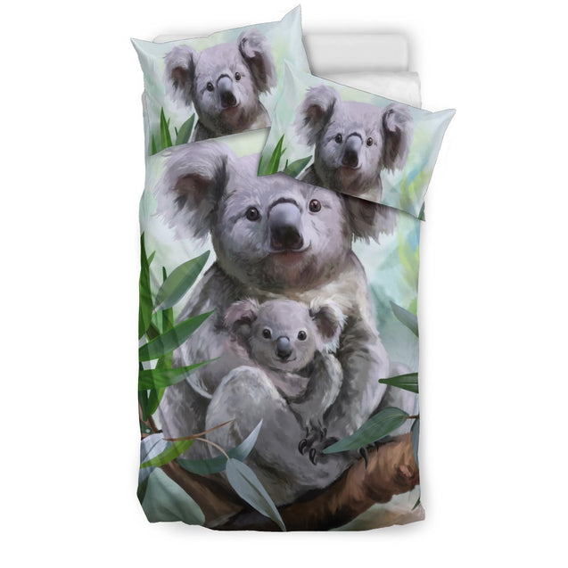 Australia bedding set- Koala Family duvet cover NN8-BEDDING SETS-HP Arts-Bedding Set - Black - Australia bedding set- Koala Family duvet cover black NN8-Twin-Vibe Cosy™