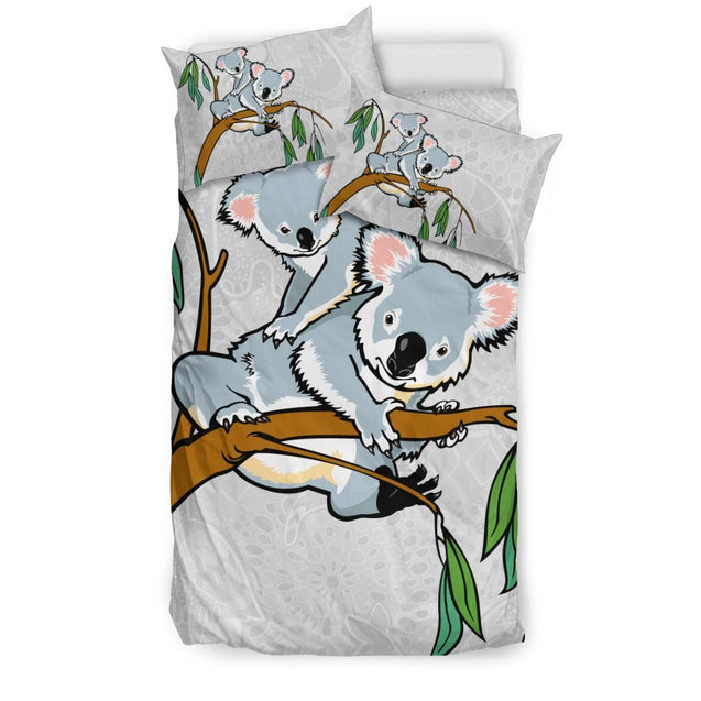 Koala duvet cover - Koala in tree bedding set NN6-BEDDING SETS-HP Arts-Bedding Set - Black - Black-US Twin-Vibe Cosy™