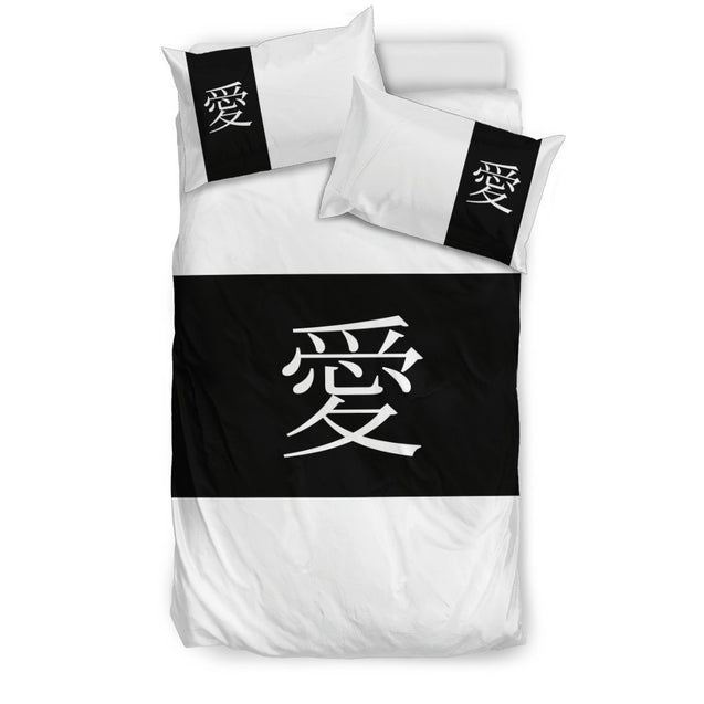 Bedding Set - Ai (Love) on Black-6teenth World™-Bedding Set-US Twin-Vibe Cosy™