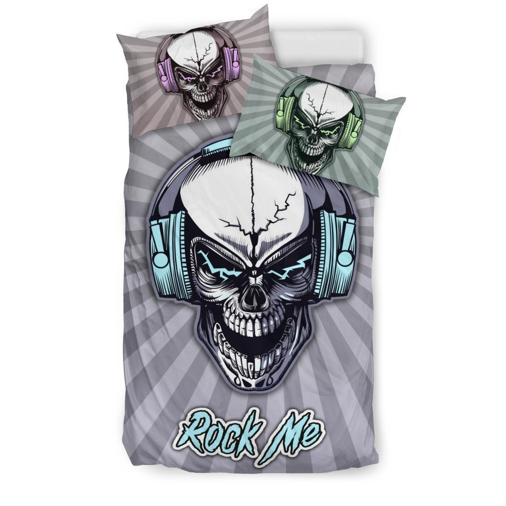 Rock Me Skull Bedding Set for Music Freaks-6teenth World™-Bedding Set-US Twin-Vibe Cosy™
