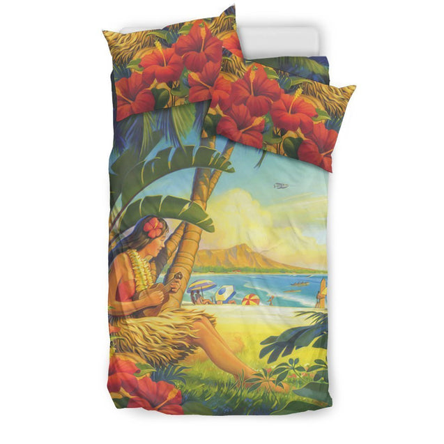 Aloha Hawaiian Bedding Set 01 - AH - K5-BEDDING SETS-Phaethon-US Twin-Black-Polyester-Vibe Cosy™