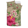 Hawaiian Lauhala with Hibiscus Bedding Set - AH - A0-BEDDING SETS-Alohawaii-US Twin-Black-Polyester-Vibe Cosy™