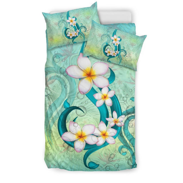 Hawaiian Bedding Set - Hawaii Plumeria Flower - AH-BEDDING SETS-Phaethon-US Twin-Black-Polyester-Vibe Cosy™