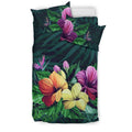 Hawaii Garden Hibiscus Bedding Set - AH-BEDDING SETS-Alohawaii-US Twin-Black-Polyester-Vibe Cosy™