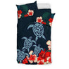 Hawaiian Hibiscus And Polynesian Turtle Bedding Set - AH-BEDDING SETS-Phaethon-US Twin-Black-Polyester-Vibe Cosy™