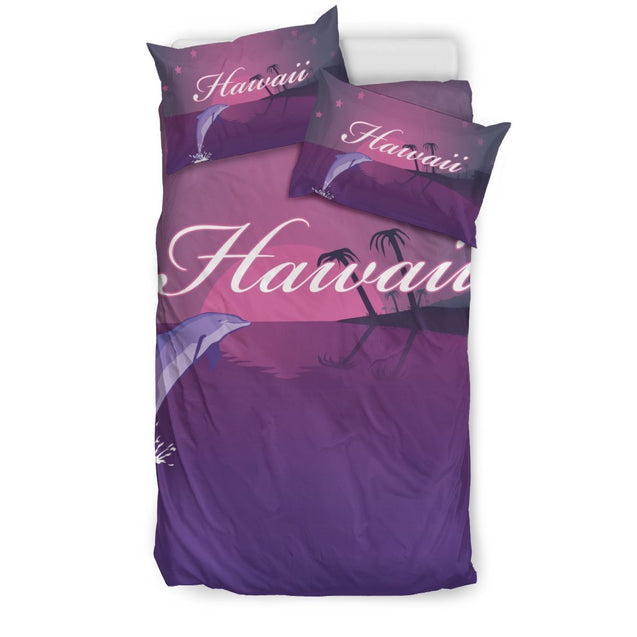 Hawaii Dolphin Violet Bedding Set - AH - K5-BEDDING SETS-Phaethon-US Twin-Black-Polyester-Vibe Cosy™