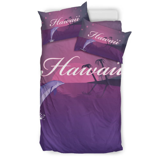 Hawaii Dolphin Violet Bedding Set - AH - K5-BEDDING SETS-Alohawaii-US Twin-Black-Polyester-Vibe Cosy™