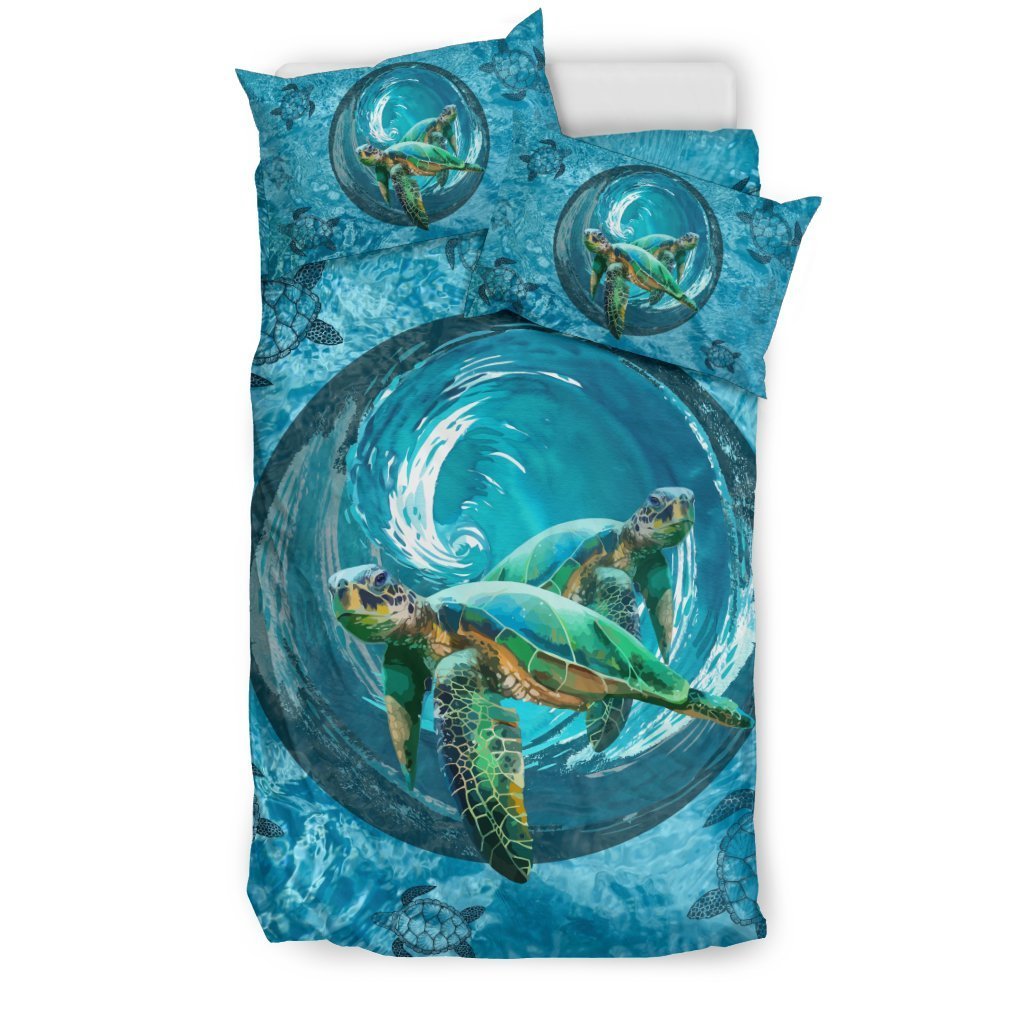Blue Ocean Turtle Bedding Set - AH - A0-BEDDING SETS-Alohawaii-US Twin-Black-Polyester-Vibe Cosy™