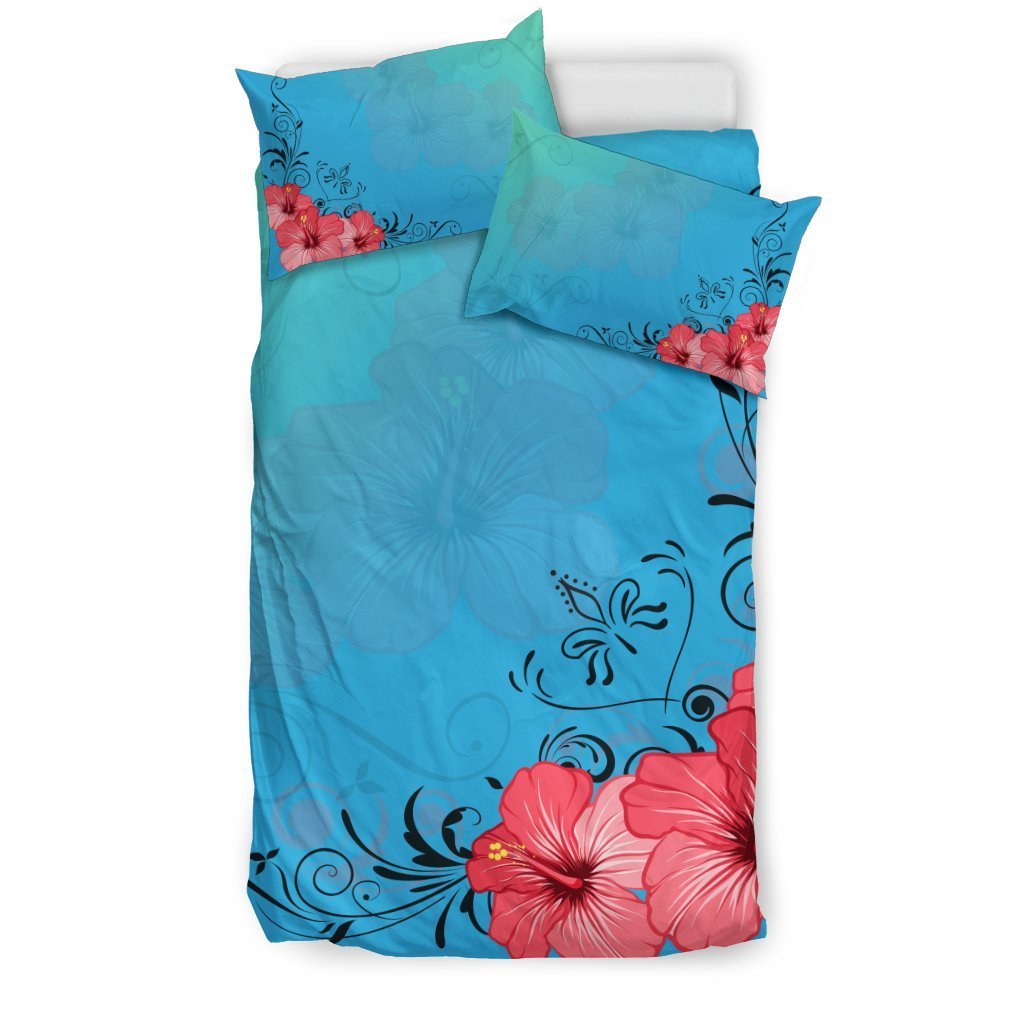 Hawaii Hibiscus Pattern Bedding Set - AH-BEDDING SETS-Alohawaii-US Twin-Black-Polyester-Vibe Cosy™