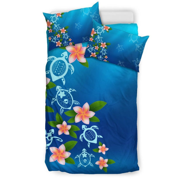 Hawaii Tuttle And Flower In The Sea Bedding Set - AH-BEDDING SETS-Phaethon-US Twin-Black-Polyester-Vibe Cosy™