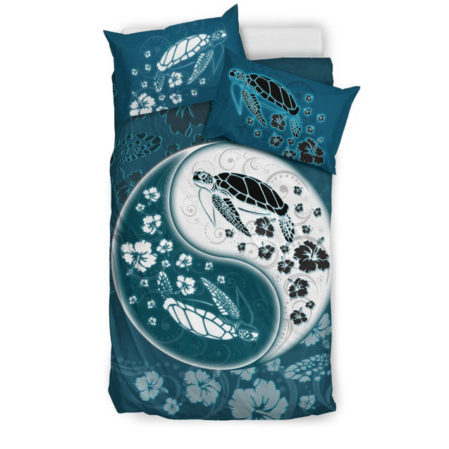 Turtle Bedding Set YinYang Style - AH-BEDDING SETS-Alohawaii-US Twin-Black-Polyester-Vibe Cosy™