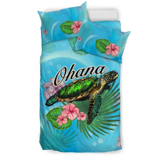 Ohana Turtle And Hibiscus Bedding Set - AH-BEDDING SETS-Phaethon-US Twin-Black-Polyester-Vibe Cosy™