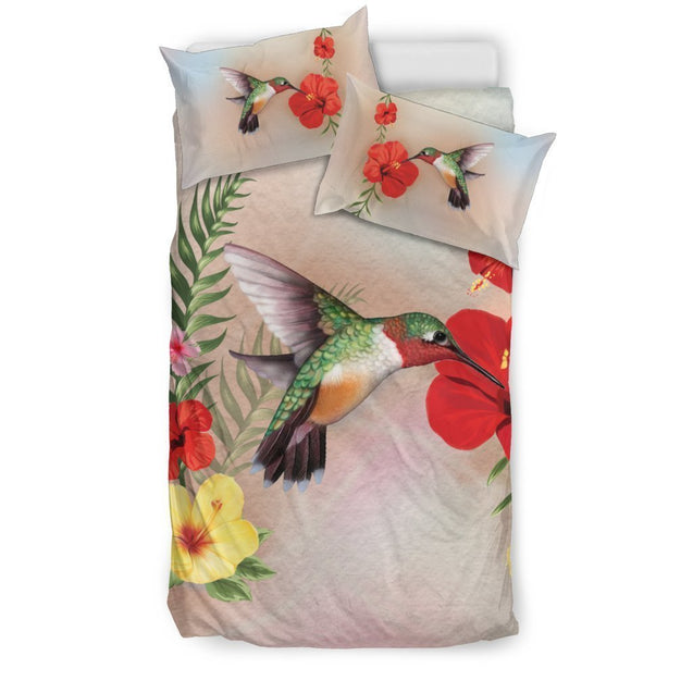 Hibiscus Bedding Set - AH-BEDDING SETS-Phaethon-US Queen/Full-Black-Polyester-Vibe Cosy™