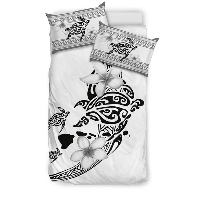 Hawaii Poly Turtle Bedding Set - AH - J1-BEDDING SETS-Phaethon-Bedding Set - Black-US Twin-Black & White-Vibe Cosy™