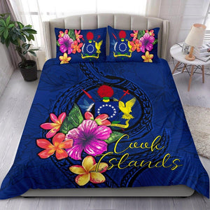 Cook Islands Polynesian Duvet Cover Set Floral With Seal Blue Bedding Set-Bedding Set-Huyencass-Twin-Vibe Cosy™