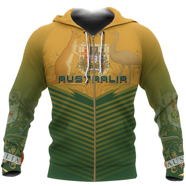 Australia Coat Of Arms Hoodie - Energy Style NNK 1447-Apparel-PL8386-Zip-Hoodie-S-Vibe Cosy™