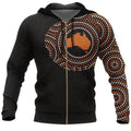 Australia In My Heart Aboriginal Tattoo Map Hoodie NNK 1411-Apparel-PL8386-Zip -Up Hoodie-S-Vibe Cosy™