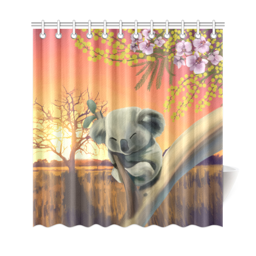 Australia Shower Curtain - Koala Mimosa - H5-SHOWER CURTAINS-HP Arts-One size-Shower Curtain 69"x70"-Vibe Cosy™