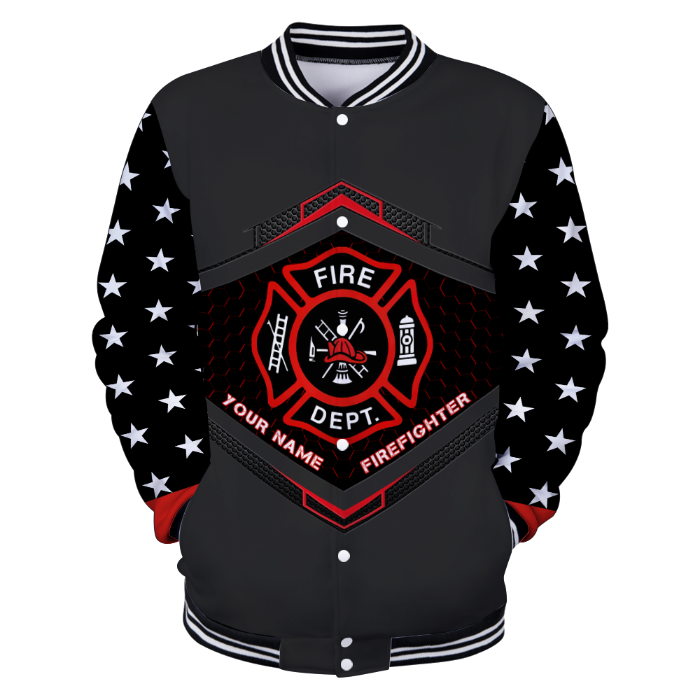 Customize Name Firefighter Baseball Jacket 3D All Over Printed Shirts MH22032102