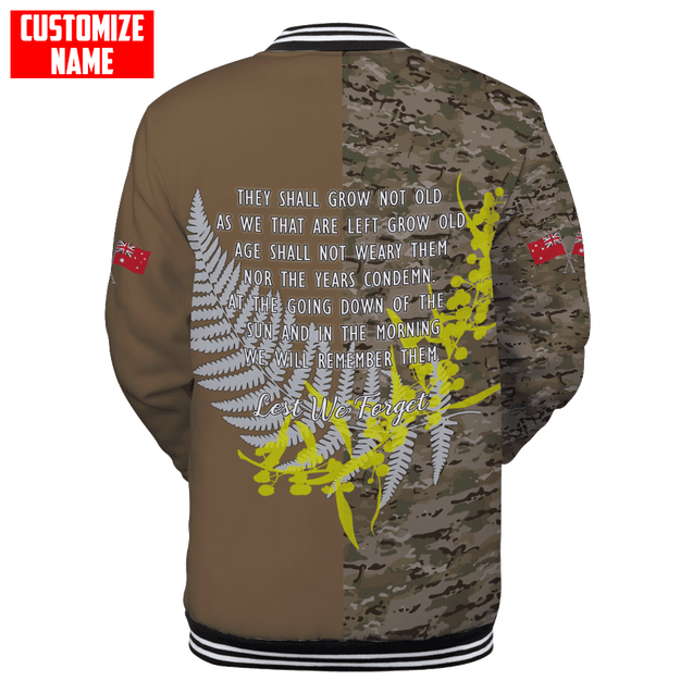 Custom name Anzac day The ode remembrance Soldier 3D printed shirts