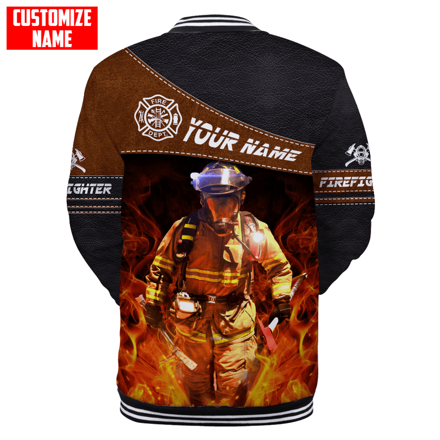 Customized Name Firefighter Baseball Jacket 3D All Over Printed Shirts