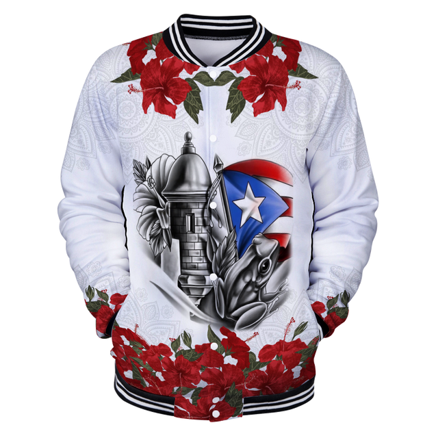 Maga Flower Puerto Rico Baseball jacket 3D All Over Printed Shirts MH24022104