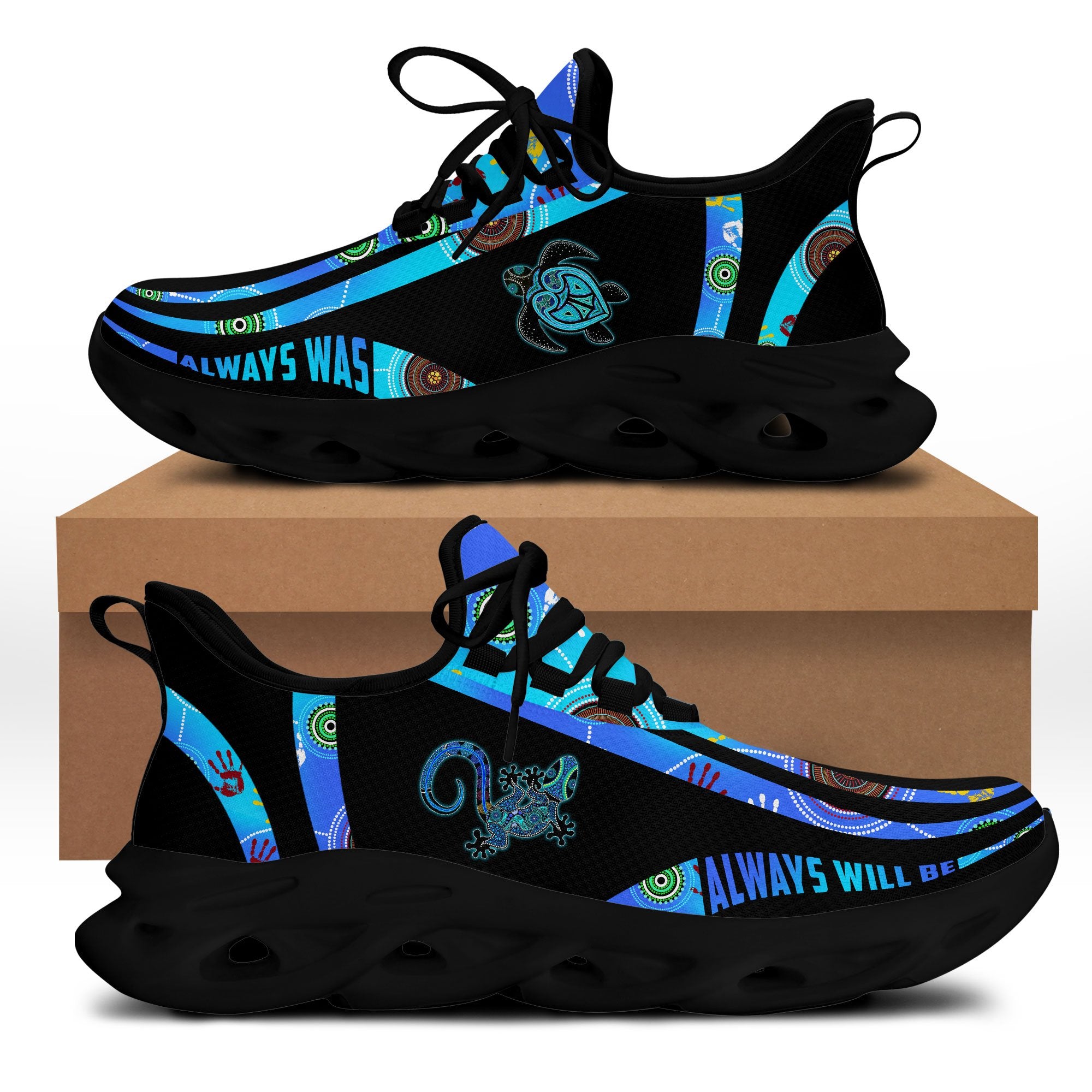 Always was Always will be Aboriginal Blue Turtle Lizard Low Top Sneaker Shoes