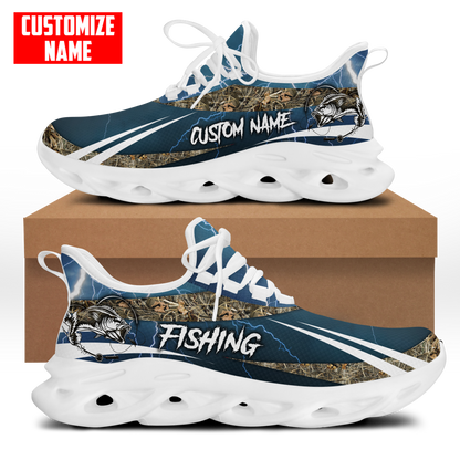 Bass fishing Sport - Blue version Custom name Clunky Sneaker Shoes