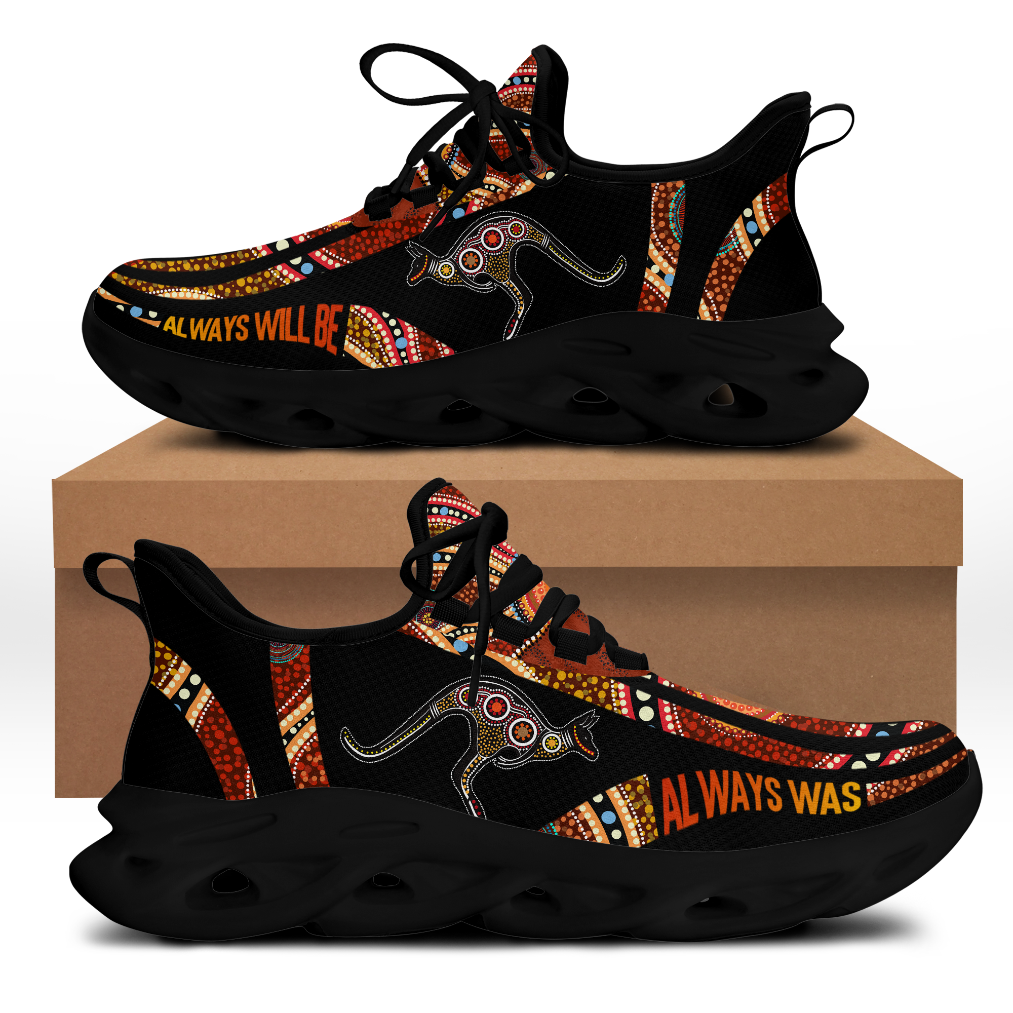 Always was Always will be Aboriginal Art Kangaroo running Clunky Sneaker Shoes