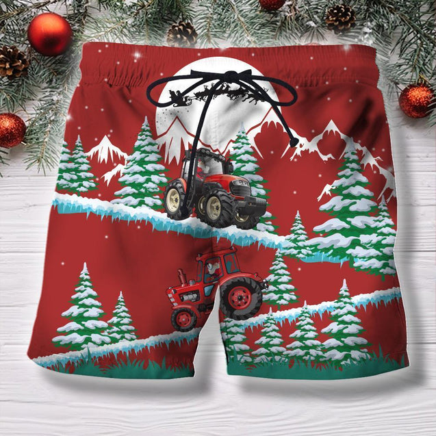 3D All Over Print Christmas Tractor Hoodie-Apparel-HD09-Shorts-S-Vibe Cosy™