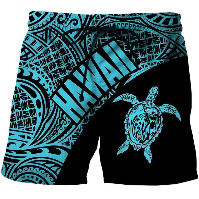 Hawaii Hoodie Turtle Mermaid Polynesian Wave - Blue Hoodie-Apparel-Phaethon-Shorts-S-Vibe Cosy™