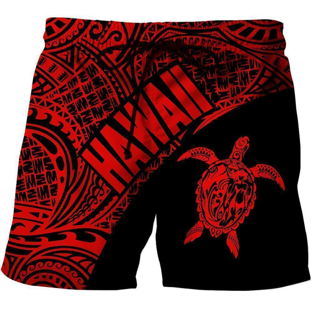 Hawaii Hoodie Turtle Mermaid Polynesian Wave - Red Hoodie-Apparel-Phaethon-Shorts-S-Vibe Cosy™