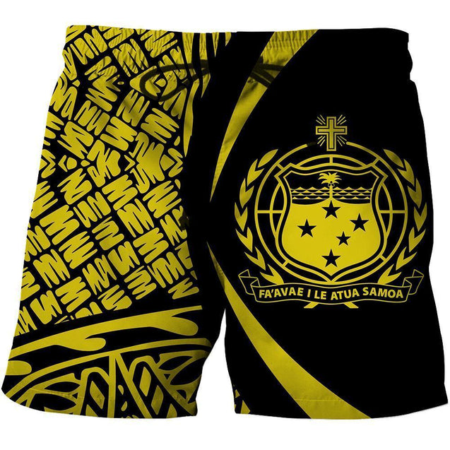 Samoa Polynesian Hoodie - Circle Style Yellow Color-ALL OVER PRINT HOODIES (P)-Phaethon-Shorts-S-Vibe Cosy™