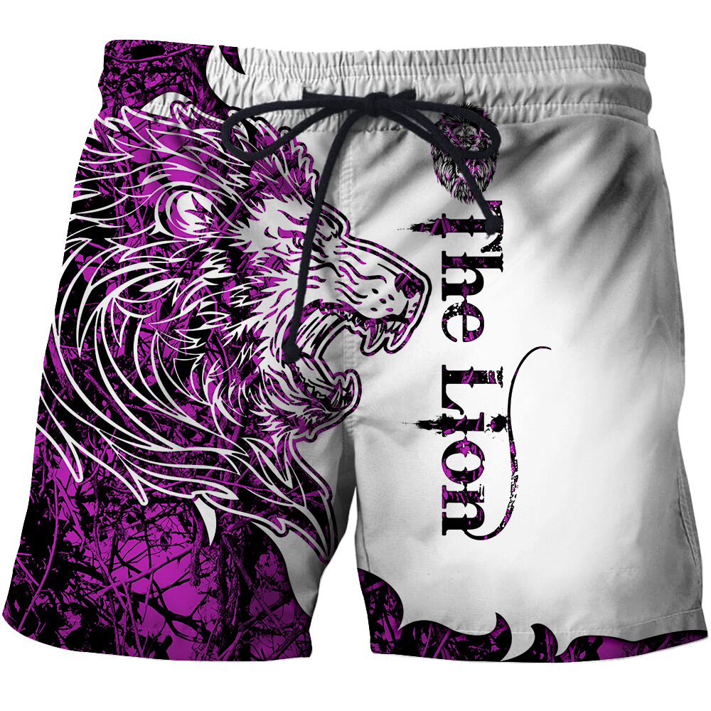 The Purple Lion Tattoo Over Printed Hoodie