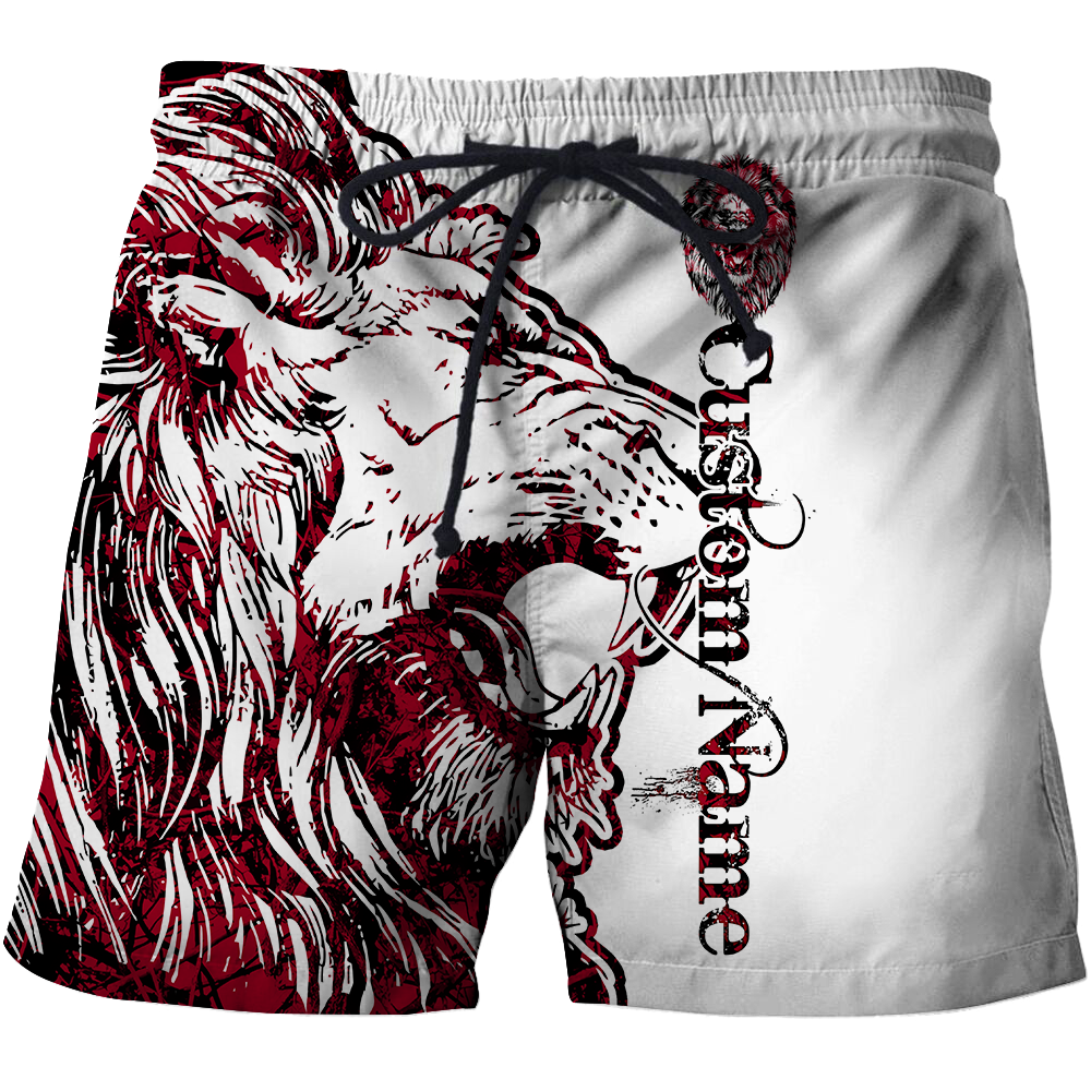 Custom Name The Red Alpha King Lion Tattoo 3D All Over Printed Unisex Shirt