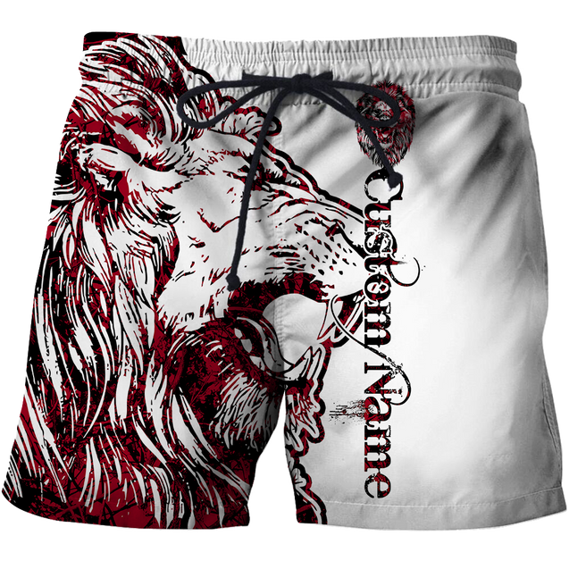 Custom Name The Red Alpha King Lion Tattoo 3D All Over Printed Unisex Shirt