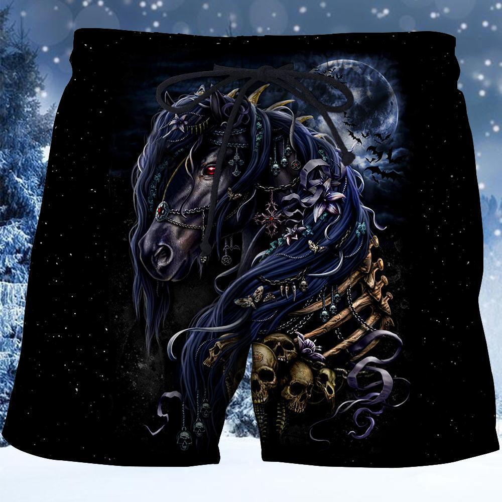 3D All Over Printed Black Horse-Apparel-HP Arts-SHORTS-S-Vibe Cosy™