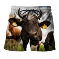 3D All Over Printed Cow And Flower Hoodie-Apparel-HD09-Shorts-S-Vibe Cosy™