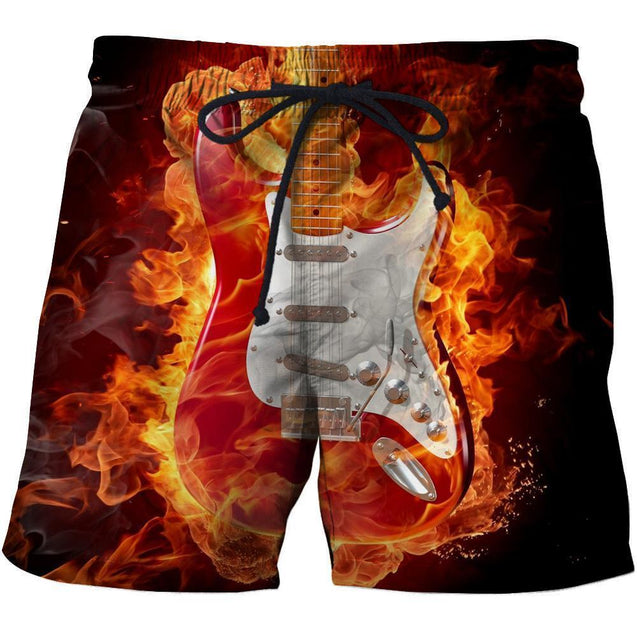 3D All Over Print Fire Guitar Shirts HG-Apparel-HG-SHORTS-S-Vibe Cosy™