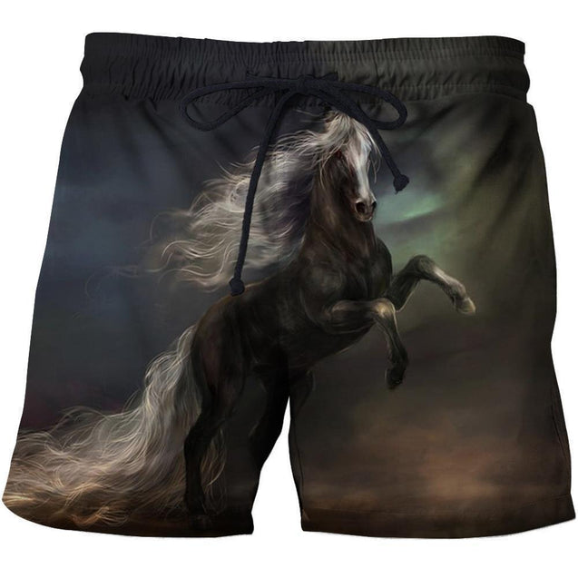 All Over Print Black Horse In The Dark NK-Apparel-NNK-SHORTS-S-Vibe Cosy™