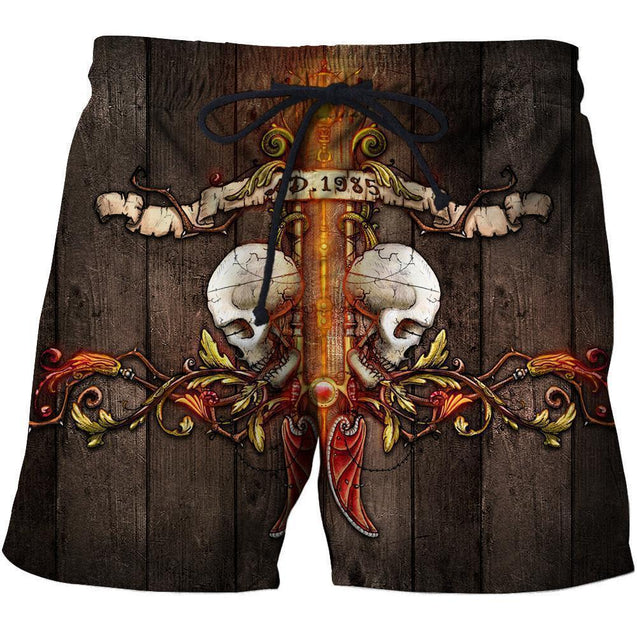 All Over Printing Skull Art AD.1985-Apparel-Phaethon-SHORTS-S-Vibe Cosy™