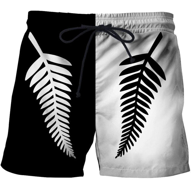 NEW ZEALAND SILVER FERN IN B&W STYLE HOODIE C1-Apparel-Khanh Arts-Shorts-S-Vibe Cosy™